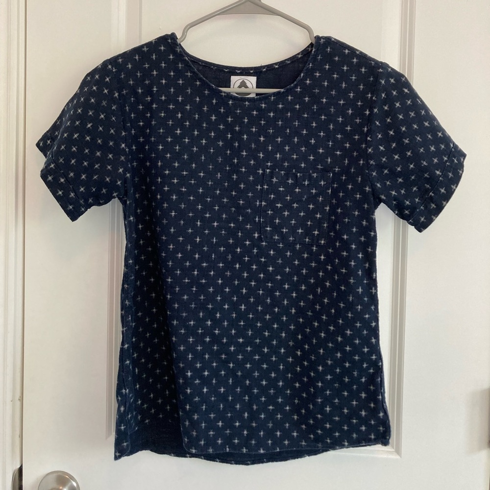 Tradlands navy blue woven cotton top